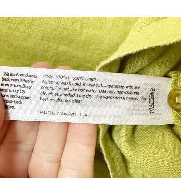 Eileen Fisher Organic Handkerchief Linen 3/4 Sleeve Top Green Size 2-4 Petite - Picture 7 of 7